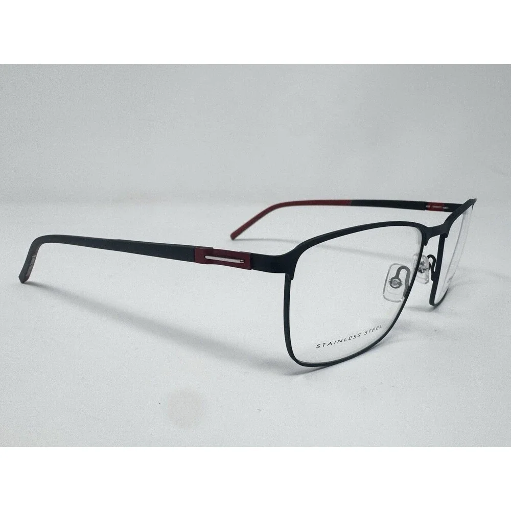 Morel Lightec 30215L 58-18-145 Stainless Steel Eyeglass Frames Black/Red France